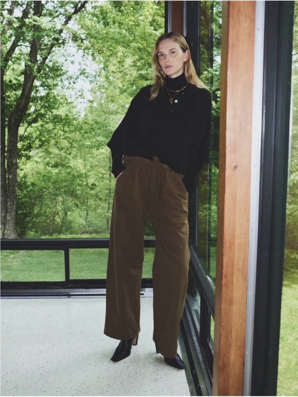 Citizens Of Humanity Olive-Brown Wide Leg Corduroy Trousers